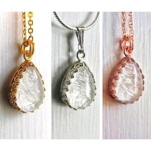 Mom Gift Silver Rose Gold and Yellow Gold Breast Milk Ashes Placenta Hair Milk Drop Crown Necklace Keepsake Jewelry - Simulation