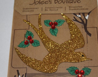 Jolee's Boutique Glitter Bird Stickers: Christmas Scrapbooking Embellishments - 9 Pieces - J3