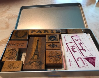 bonjour rubber stamp etsy