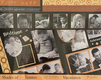 Creative Memories Shades of Amber Paper: 10"x12" Photo Mounting Paper - 4 solid colors  (8 sheets) -  2 patterned prints (4 sheets) - F3