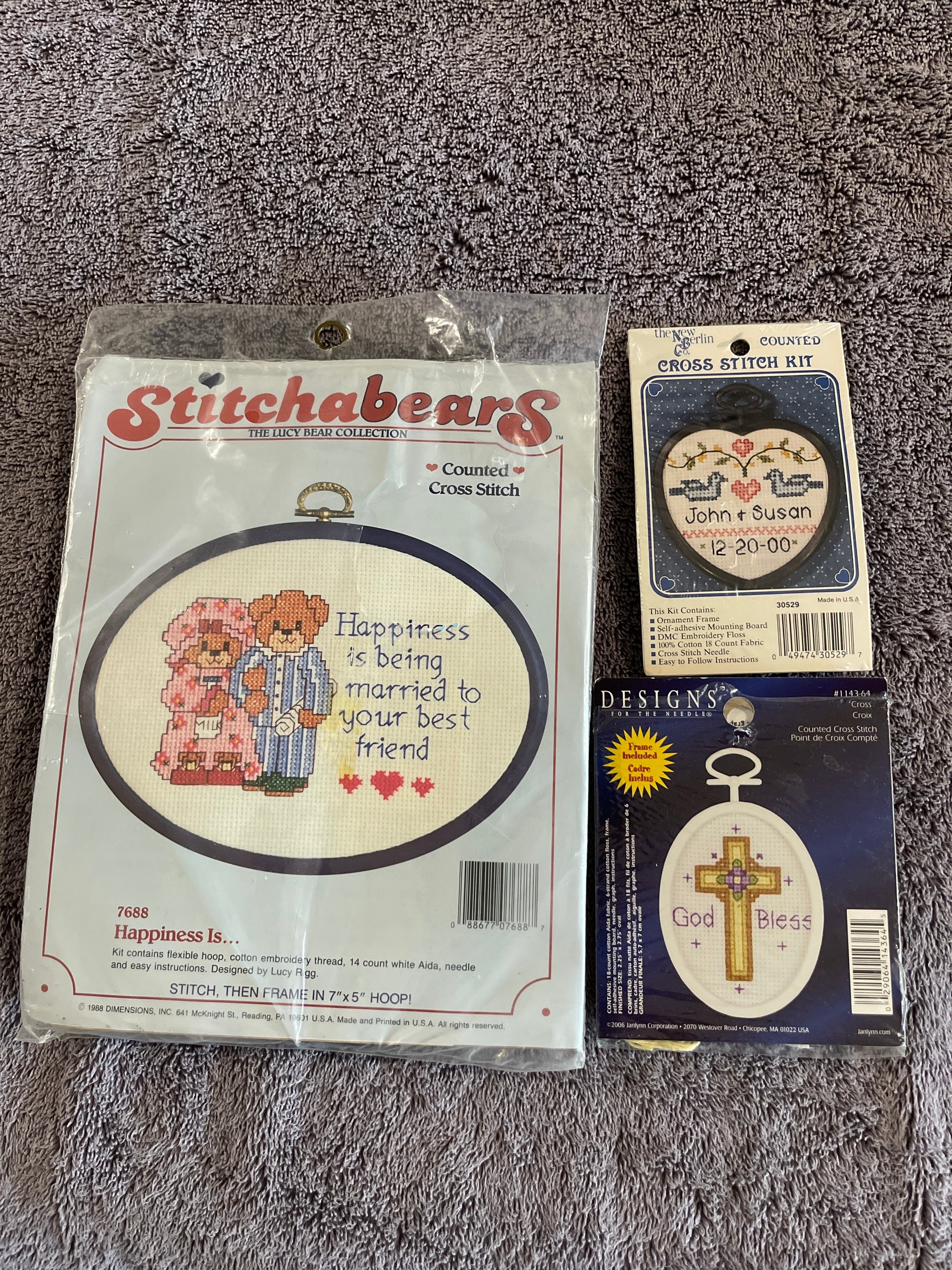 Counted Cross Stitch Kits: Wedding, Bears, Cross (3 Kits) - F4 - Etsy