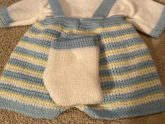 Vintage 1970’s Infant Boys Knit Overalls, Shirt a… - image 5