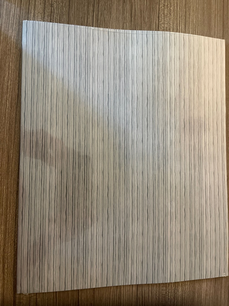 May include: A white sheet of paper with a gray and white striped pattern.