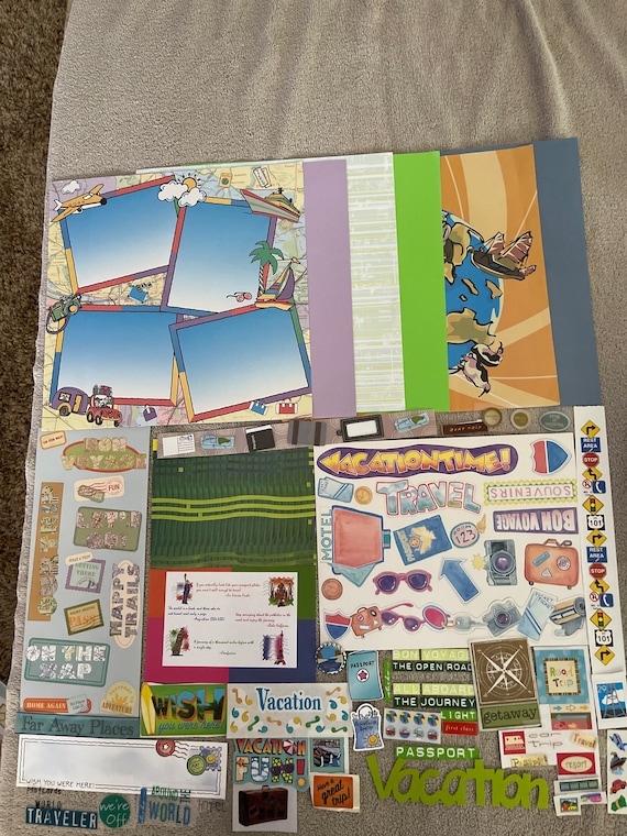 TRAVEL Scrapbook Kit 6 12 X 12 Sheets Frames Stickers 