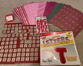 Scrapbook Letter Embellishments: Pink, Purple, Green Alphabet Stickers - 1,455 Pieces - M1 - M18