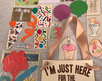 Birthday Scrapbook Embellishments: Stickers, Die Cuts, Rub-ons, Stencil - 178 Items - J3