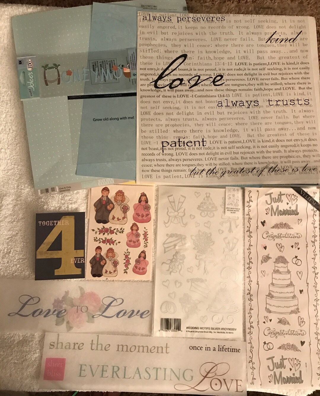 Wedding Scrapbook Kit 3 Sheets 12 X 12 Paper Tons of Embellishments