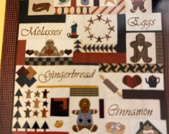 Free Shipping!  Gingerbread Sampler Quilt or Wall Hanging - 1998 - Greta Johnson - Complete Instructions - GB7