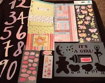 Baby Girl Stickers, Stencil, Borders, Frames - 133 Pcs - Free Shipping!  RL172