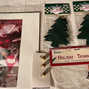 Christmas Craft Lot: Canson Paper Shapes, Tree Ornaments, Jingle Bells - M4