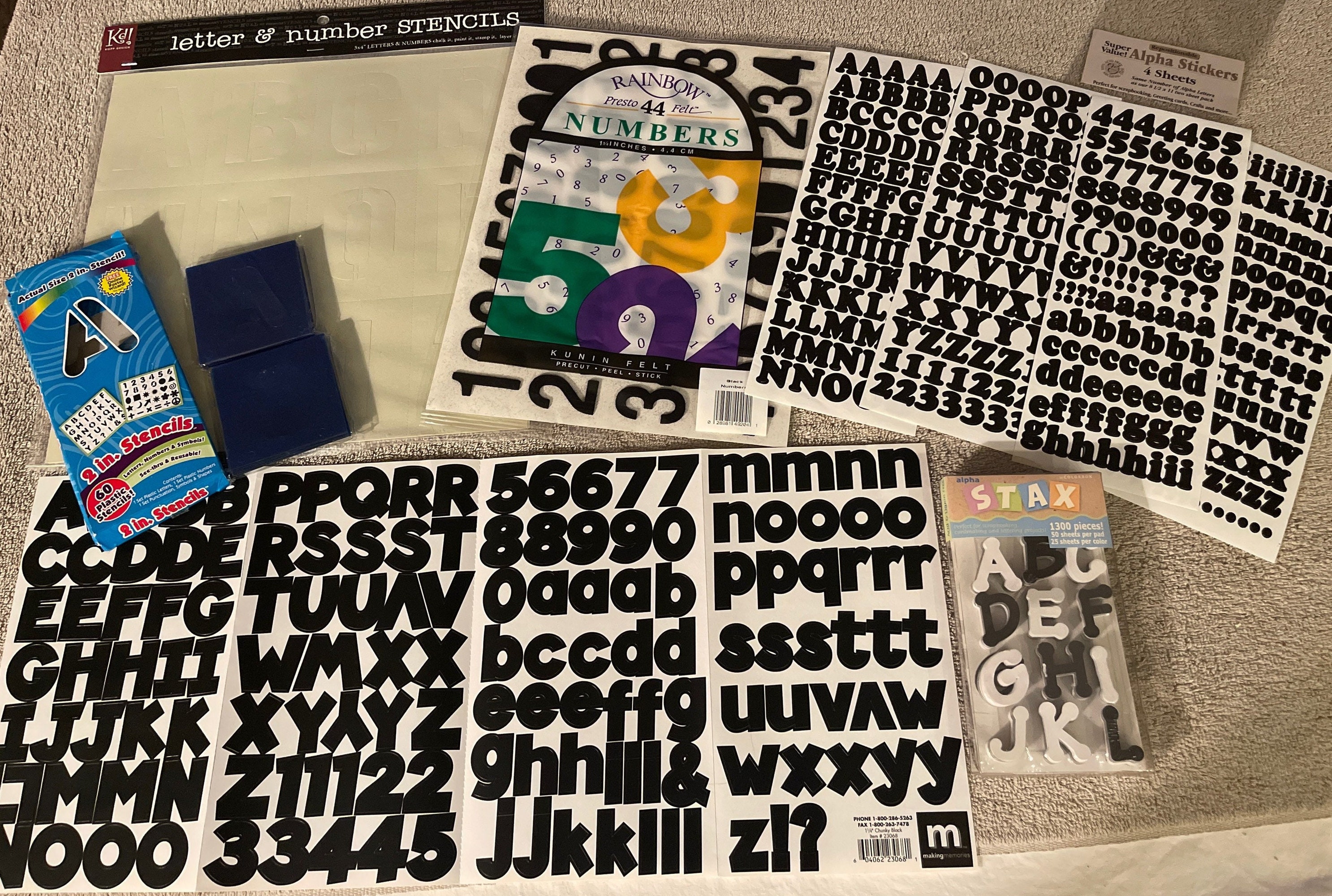 2 Inch Letters, Peel and Stick, Self Adhesive Felt Alphabet or Numbers 0-9  Felt Letter Stickers. 