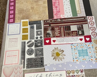 Friends and Love Scrapbook Kit:  8 - 12" x 12" Paper, Hearts, & Stickers - 91 Items - MTL173