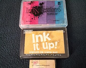 4 Assorted Colors Stamp Pads -  Pigment Ink for Scrapbooking & Card Making - GB2