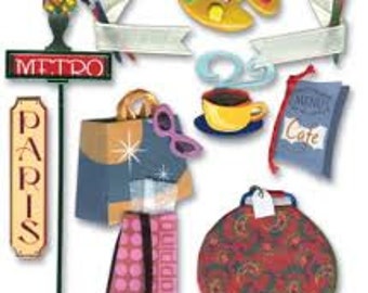 Paris Trip Stickers:  SPJB270 - 7 Stickers - Jolee's Boutique Scrapbooking Embellishments - New in Package - Wire1