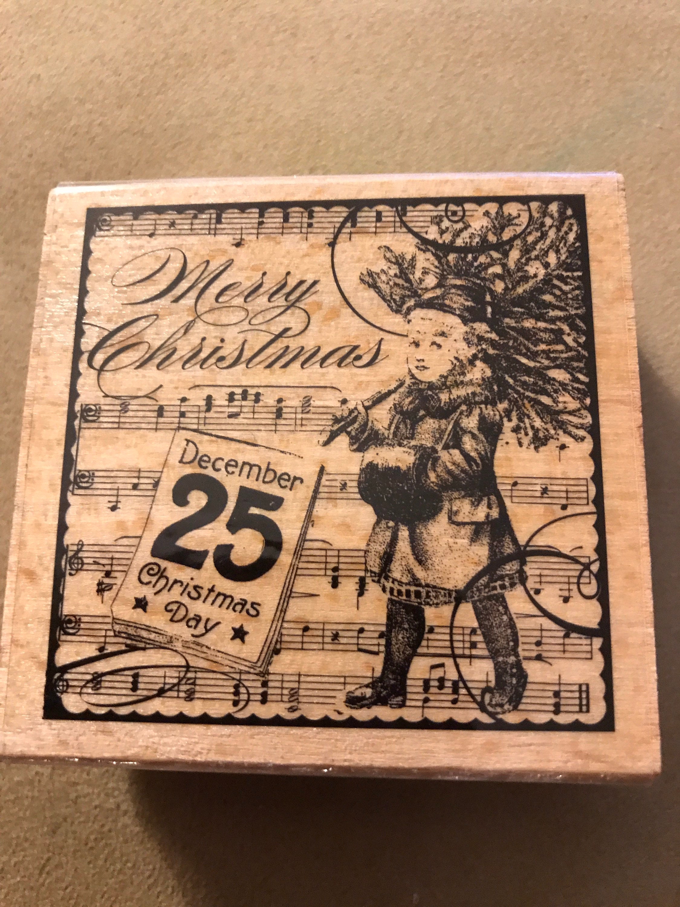 5 Christmas Wooden Rubber Stamps Stampendous Hampton Art Etsy