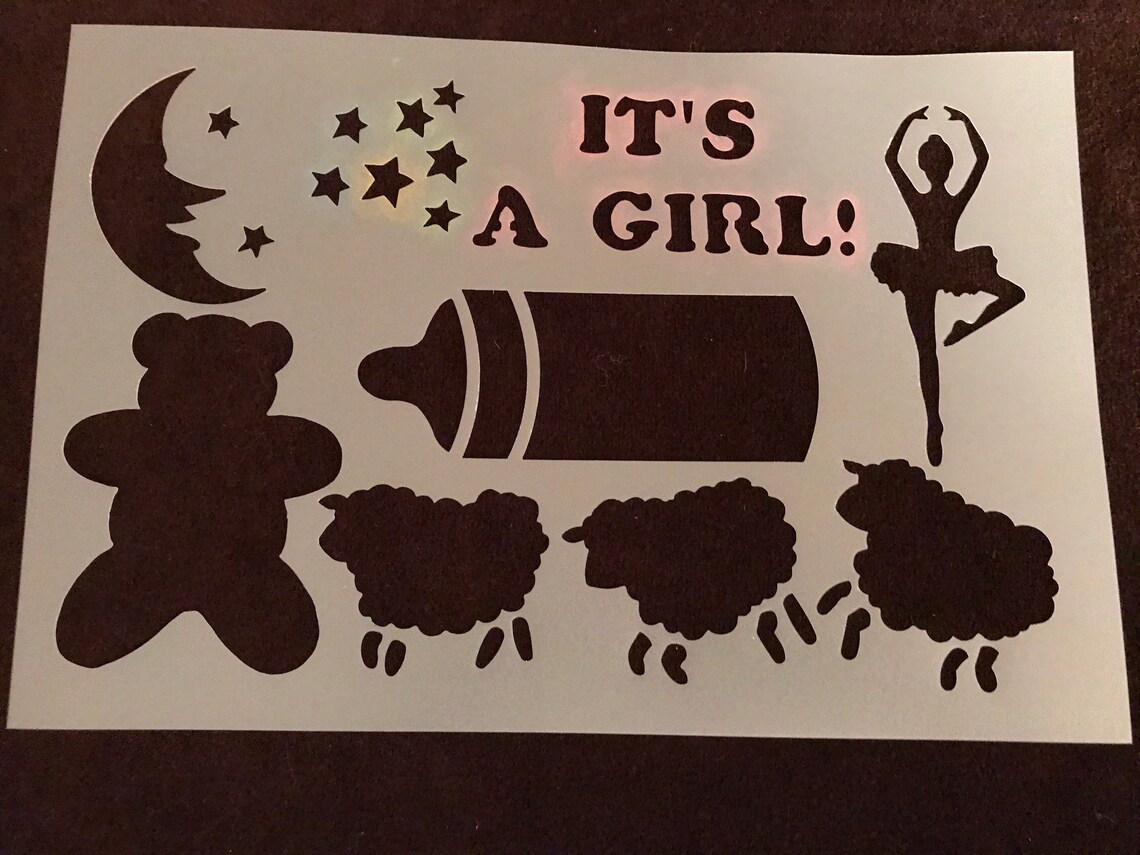 Baby Girl Stickers Stencil Borders Frames 133 Pcs Free Etsy