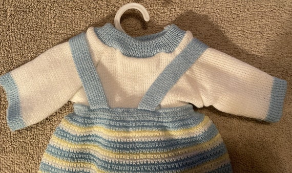 Vintage 1970’s Infant Boys Knit Overalls, Shirt a… - image 3