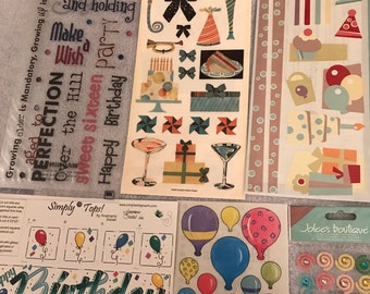 Birthday Scrapbook Stickers: Phrase Cafe, Creative Memories, Sandylion - 97 Items - P4 RN