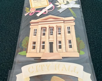 City Hall Scrapbook Embellishments - Jolee's Boutique SPJBLG248 - 5 Stickers - New in Package - Wire1