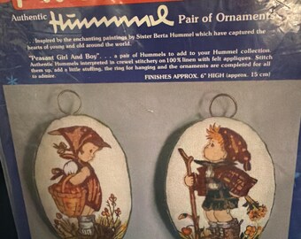 Paragon Needlecraft - Hummel Pair of Ornaments - Peasant Girl and Boy - #6614 - 6” high -  M3