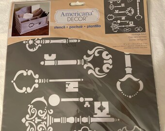 Vintage Keys Stencil - Americana Decor 12" x 12" Laser Cut Stencil - Very cool KEYS! - F2