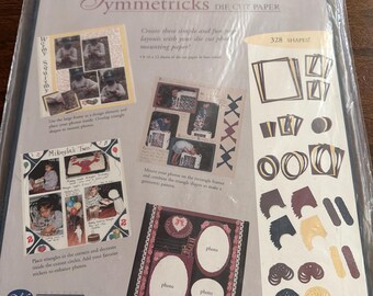 Creative Memories Symmetricks Die Cut Paper:  from 2002 - 328 Shapes - 4 Colors (2 Sheets of each color) - Scrapbooking - F2