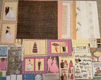 Wedding Scrapbook Kit: 93 Items - 8 - 12" x 12" Paper, Stickers, Frames & Die Cuts - MTL177