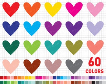 Heart Clipart: "Digital Heart Clipart" Rainbow Heart Clipart, Heart Labels, Colourful Hearts Clip Art, Love Clipart, Valentine Clipart