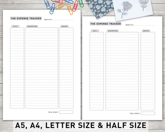 expense tracker budget planner inserts monthly expenses etsy