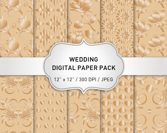 Cream Wedding Digital Paper, Instant Download, Cream Digital Paper, Cream Floral Paper Pack, Ornament Digital Paper, Floral Digital Paper