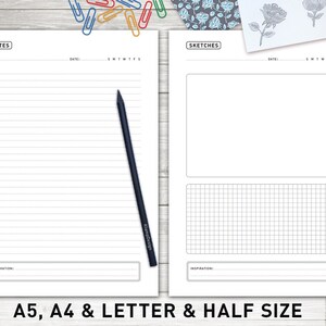 Printable Notes: &quot;NOTES PRINTABLE&quot; Printable Notepaper, Notes Page, Blank Notes, Lined Notes, Binder printable, Planner Insert