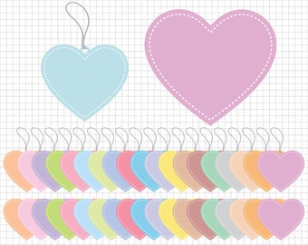 Heart Clipart: "Pastel Heart Frame Clipart" for scrapbooking, Digital Heart, Digital Heart Tags, Digital Heart Labels, Valentine Clip Art