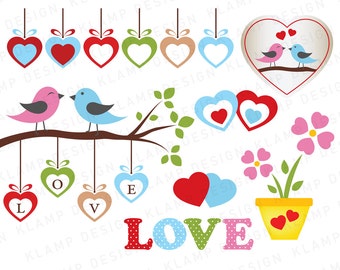 SALE Valentine Clip Art, Love Clip Art, Digital Heart Clip Art, Digital Clipart, Heart Clipart, Instant Download