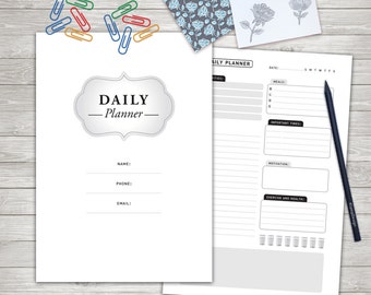 Daily Planner Printable, Day Planner, Printable Planner, Day Organizer, Daily Schedule, Desk Planner, Notes Page, Letter & A4 Size