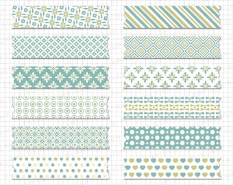 Washi Tape Clipart: "Green Washi Tape Clipart" Digital Washi Tape Clipart Scrapbooking, Digital Scrapbook Kit, Scrapbook Elements, Tags