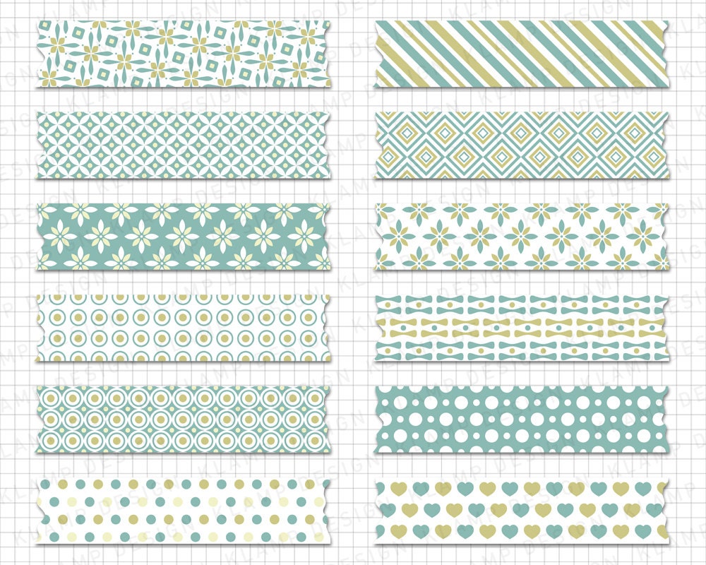 Washi Tape Clipart: Green Washi Tape Clipart Digital Washi Tape Clipart  Scrapbooking, Digital Scrapbook Kit, Scrapbook Elements, Tags