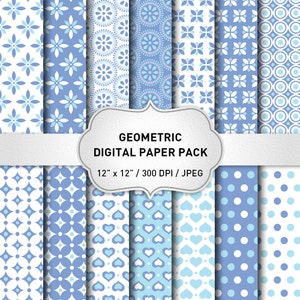 Blue Digital Paper, Scrapbook Papers, Floral Digital Paper, Pattern Digital Paper, Blue Patterns Backgrounds, Blue Backgrounds