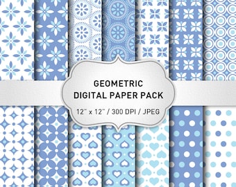 Blue Digital Paper, Scrapbook Papers, Floral Digital Paper, Pattern Digital Paper, Blue Patterns Backgrounds, Blue Backgrounds