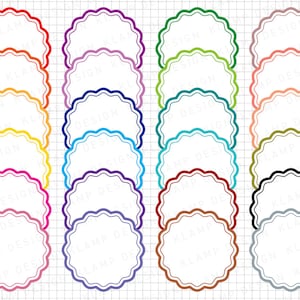 May include: Set of 20 colorful scalloped circle labels with white outlines. The labels are perfect for adding a touch of color and style to your crafts, gifts, and more.