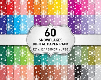Christmas Digital Paper: "Snowflakes Digital Paper" Pack for Scrapbooking, Winter Snowflakes Digital Paper, Snowflakes Pattern