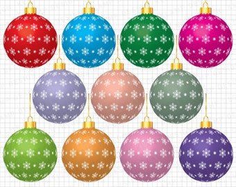 Imágenes prediseñadas de Navidad: "Imágenes prediseñadas de bolas de Navidad" Uso comercial Imágenes prediseñadas navideñas, Adornos navideños, Descarga de Navidad, Scrapbooking
