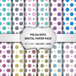 Polka Dot Digital Paper, Polka Dots Paper, Polka Dots Backgrounds, Geometric Digital Paper, Polkadot Digital, Digital Paper Pack