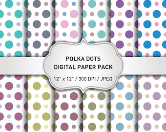 Polka Dot Digital Paper, Polka Dots Paper, Polka Dots Backgrounds, Geometric Digital Paper, Polkadot Digital, Digital Paper Pack