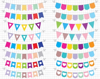 Bunting Clipart: "BUNTING BANNER Clipart" Banner Flag Clipart, Banner Clipart, Party Bunting, Party Banners, Holiday Bunting