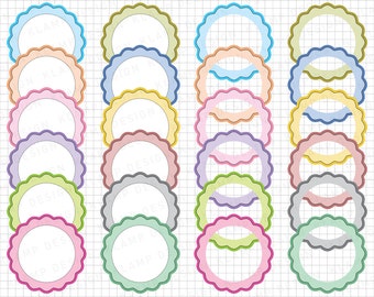 Frames Clipart: Scalloped Circle Frames" Clipart Frames, Circle Clipart Frame, Printable Frames, Scalloped Labels Clipart