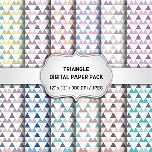 Geometric Digital Paper: &quot;Triangle Digital Paper Pack&quot; Triangles Paper, Triangles Backgrounds, Triangle Geometric, Scrapbooking Paper