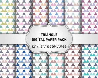 Papel Digital geométrica: "Triángulo de papel Digital Pack" triángulos papel, fondos de triángulos, triángulo geométrico, papel de Scrapbooking