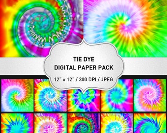 Tie Dye Digital Paper: "Colorful Tie Dye Blurred Digital Paper Pack" Tie Dye Swirl Digital Paper, Neon Digital Paper, Abstract Digital Paper