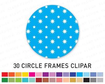 Cirkel Frame Clipart: "CIRKEL CLIPART" met sterren patroon, digitale fotolijst Clipart, digitale cirkel Frames, digitale etiketten, Frame Clipart