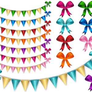 Digitale Bunting Banner Clipart, digitale Bunting ClipArt, digitale Schleife Clipart, Band Clipart, Wimpelkette, Scrapbook, Partei ClipArts